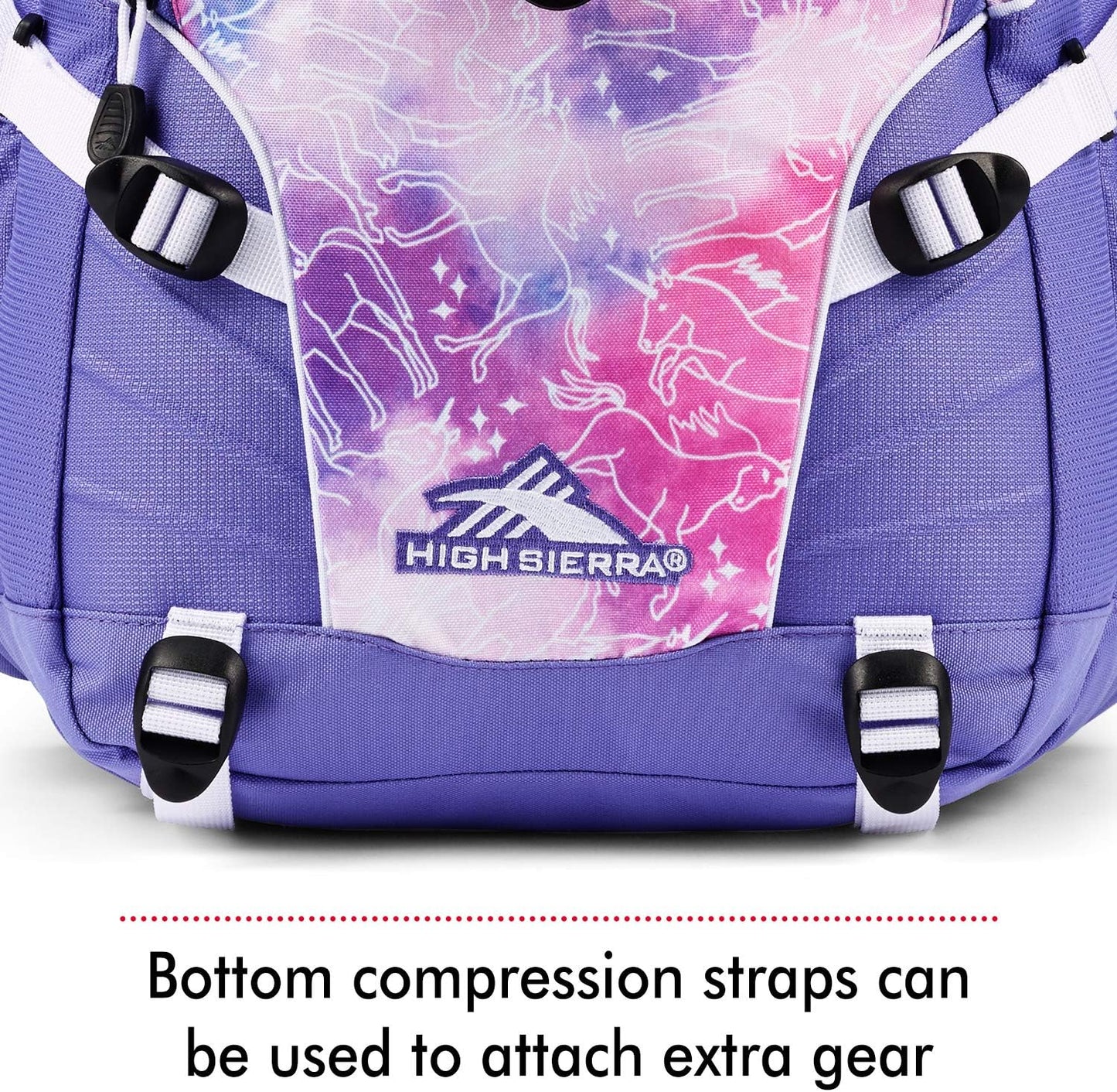 High Sierra Loop Backpack, Travel, or Work Bookbag with tablet sleeve, One Size, Unicorn Clouds/Lavender/White