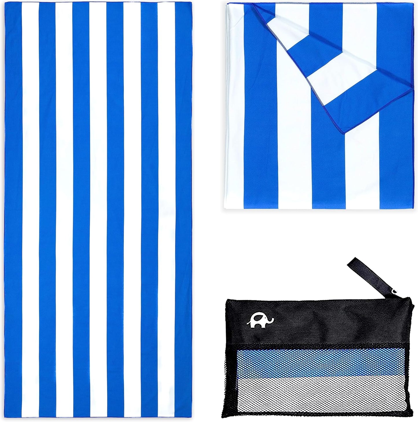 Quick Dry Towel Extra Large 78x35 Inch - Microfiber Beach Towel - Perfect for Beach, Travel, Swimming, Pool, Yoga, Hiking, Camping - Lightweight, Fast Drying, Compact for Adults (Cabana Blue)