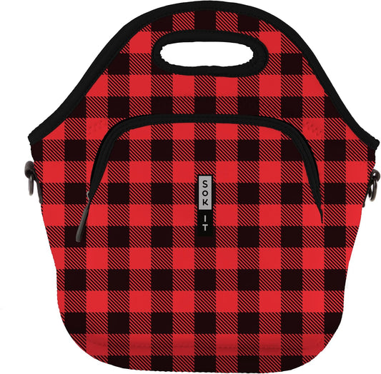 Sok It LunchTote Zippered Bag Insulated Neoprene Caddy (Buffalo Check, X-Large 6.5 Quart Lunch Tote)