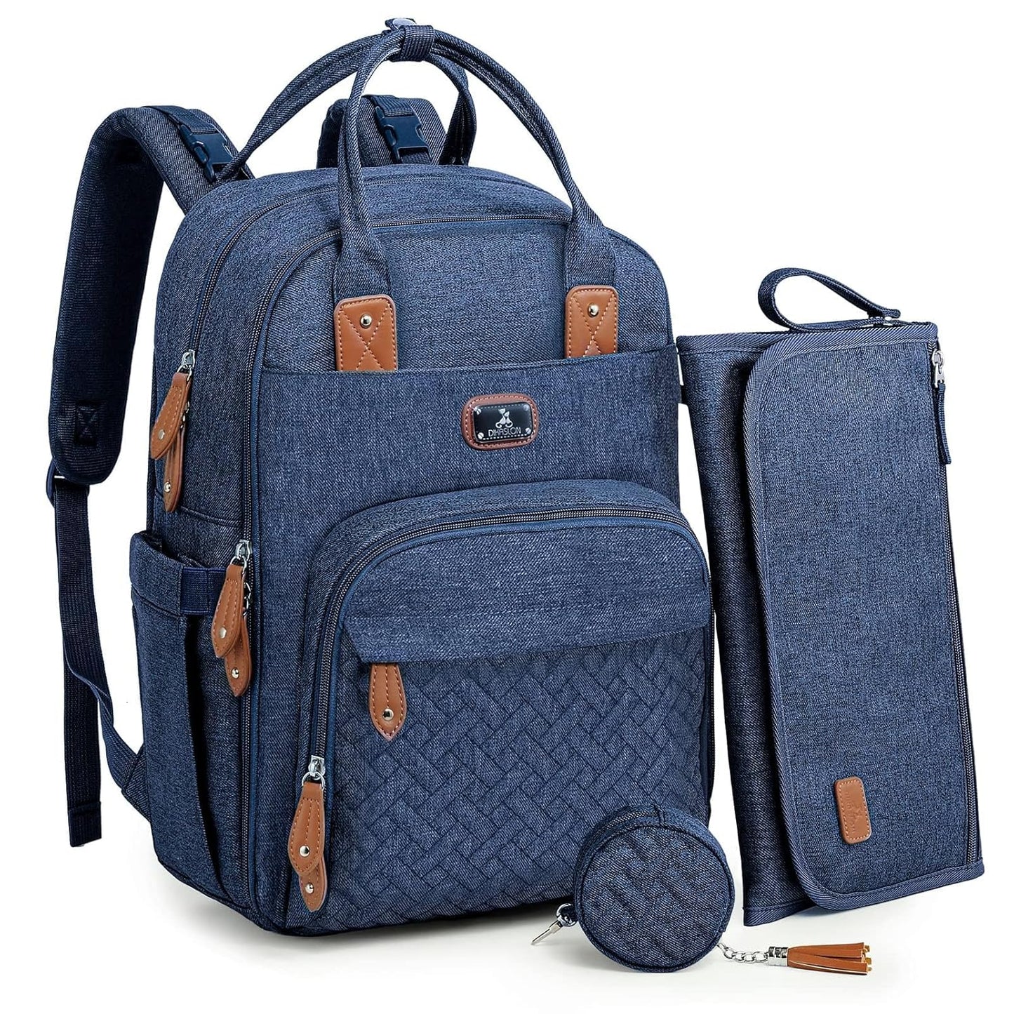 Dikaslon Diaper Bag Backpack with Portable Changing Pad, Pacifier Case and Stroller Straps, Large Unisex Baby Bags for Boys Girls, Multipurpose Travel Back Pack Moms Dads, Peacock blue