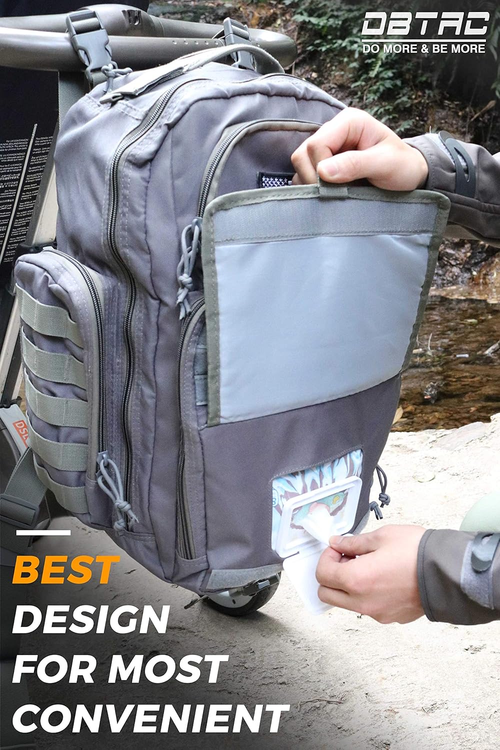 Diaper Bag Backpack for Dad, DBTAC Large Baby Nappy Bag for Men w/Changing Mat, Insulated+Wipe Pockets, Stroller Straps, Grey