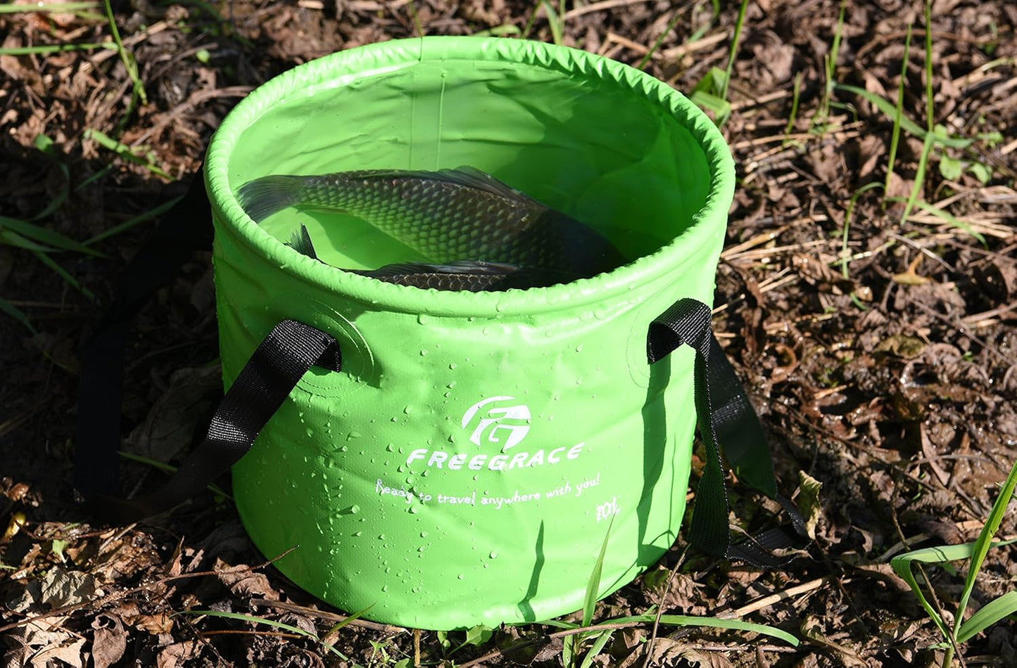 Premium Collapsible Bucket by Freegrace - Compact Portable Folding Water Container - Lightweight & Durable - Includes Handy Tool Mesh Pocket