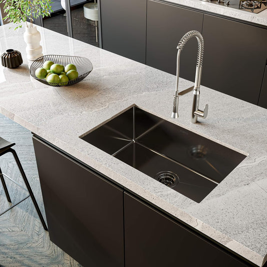 TORVA 30 x 18 Inch Black Ceramic Coating with NanoTek Undermount Kitchen Sink, PVD Coated Gunmetal Sink,16 Gauge Stainless Steel Wet Bar or Prep Sinks Single Bowl,Dark Grey