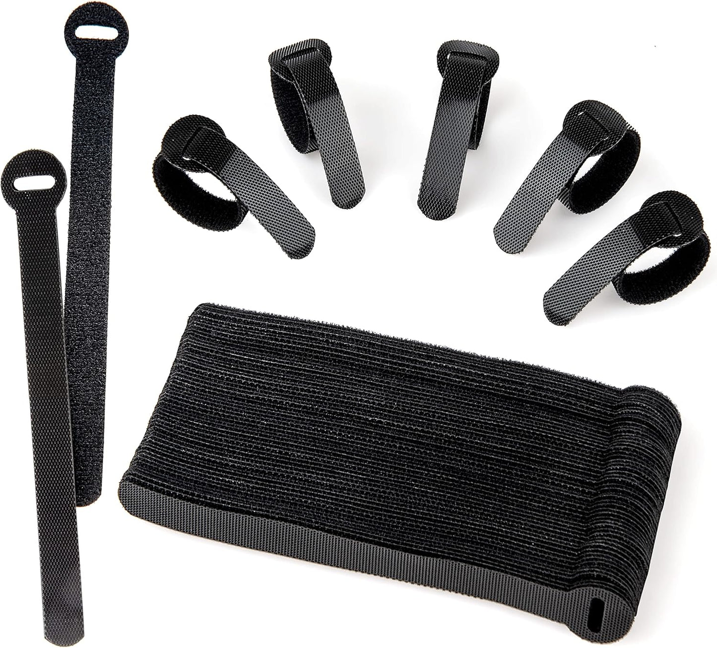 60x Cable Management Ties, Cord Wraps Black 6 Inches, Reusable Tidy Wire Ties for Cords, PC, TV, Computer & Desk