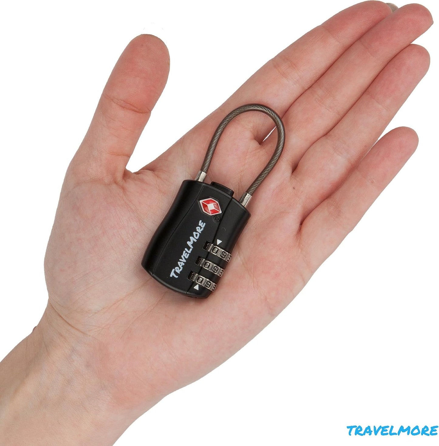 2 Pack TSA Approved Travel Combination Cable Luggage Locks for Suitcases & Backpacks - Black