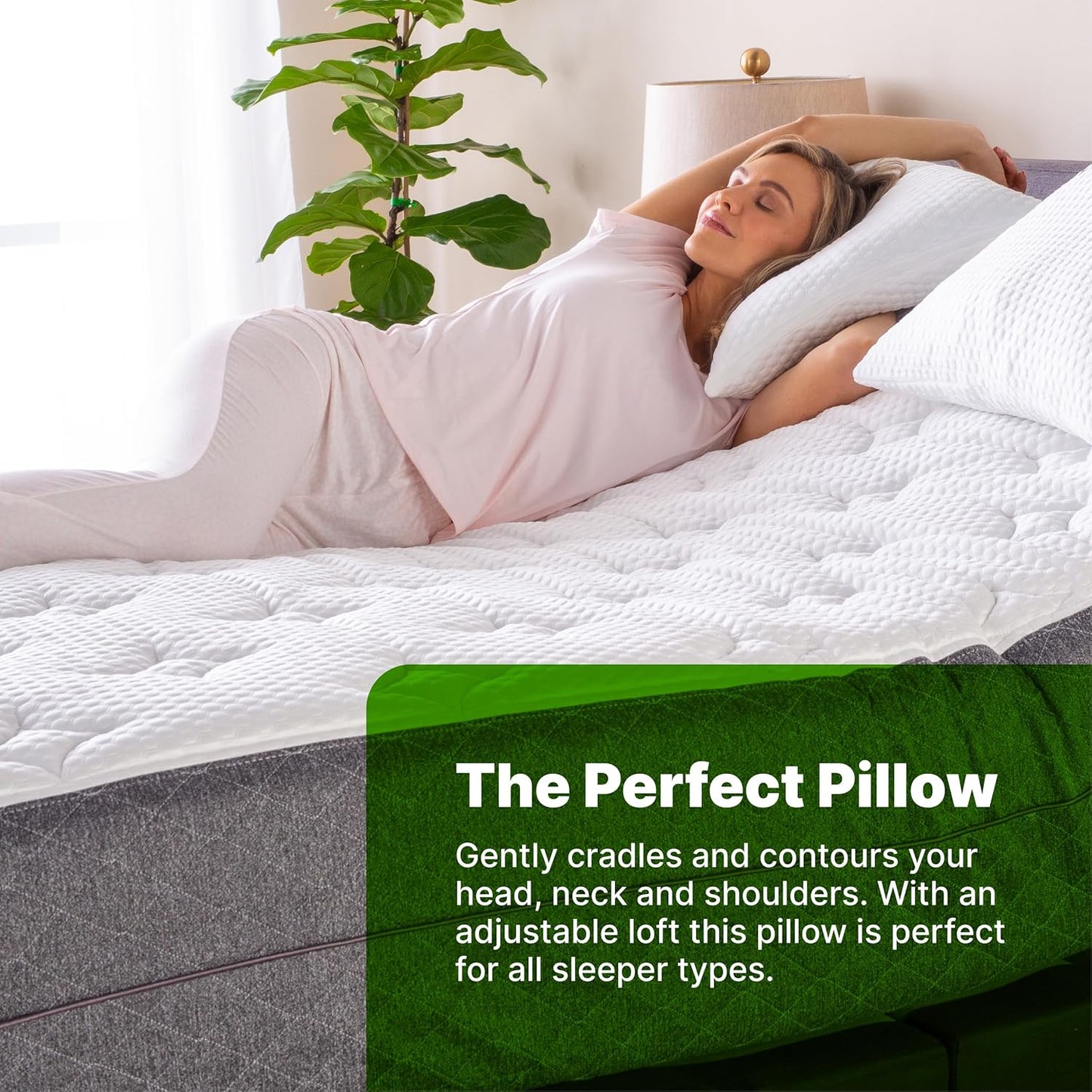 GhostBed Shredded Memory Foam Pillow with Adjustable Gel Memory Foam and Cooling Breathable Cover - Queen Size Shredded Memory Foam Pillows CertiPUR-US Certified 2-Pack