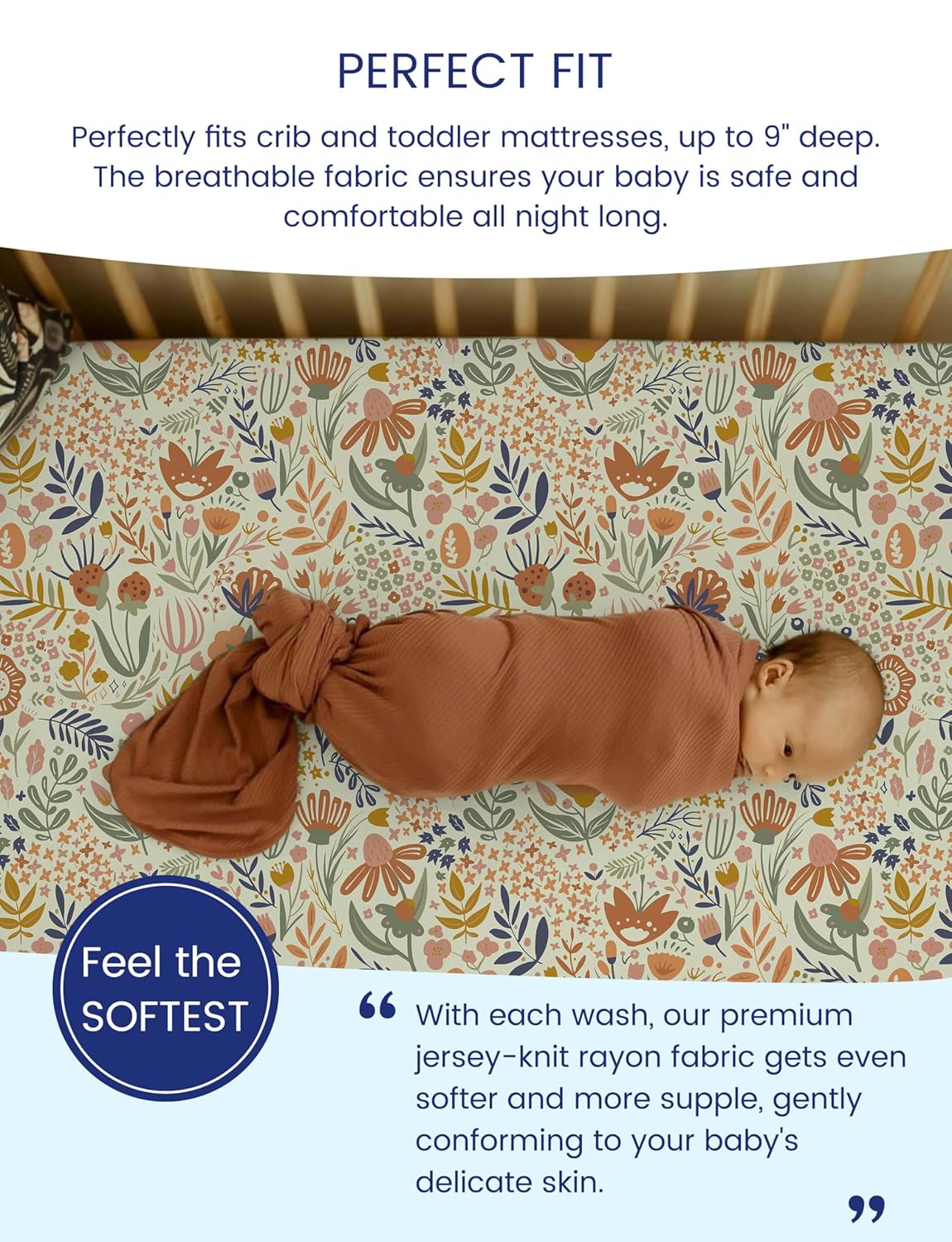 TotAha Crib Sheets for Boys Girls, Buttery Soft Crib Mattress Fitted Sheet, Super Stretchy Jesery Knit Baby Sheet, Silky Comfort Baby Bed Sheets 28x52x9 Extra Deep Pocket(Botanical Garden & Cute Bear)