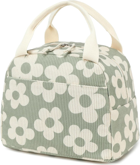 Bluboon Lunch Bag for Women Men Cute Corduroy Lunch Tote Bags Reusable Insulated Lunch Box Large Capacity Reusable Insulated Cooler for Work Picnic or Travel