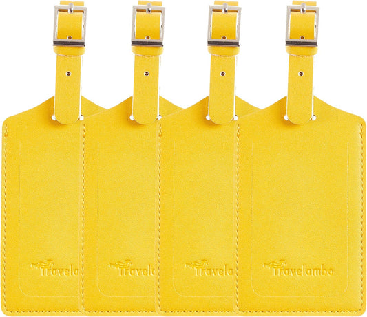 Travelambo Luggage Tags for Suitcases PU Leather Travel Tags Bag Tags Privacy Protection Travel Essentials