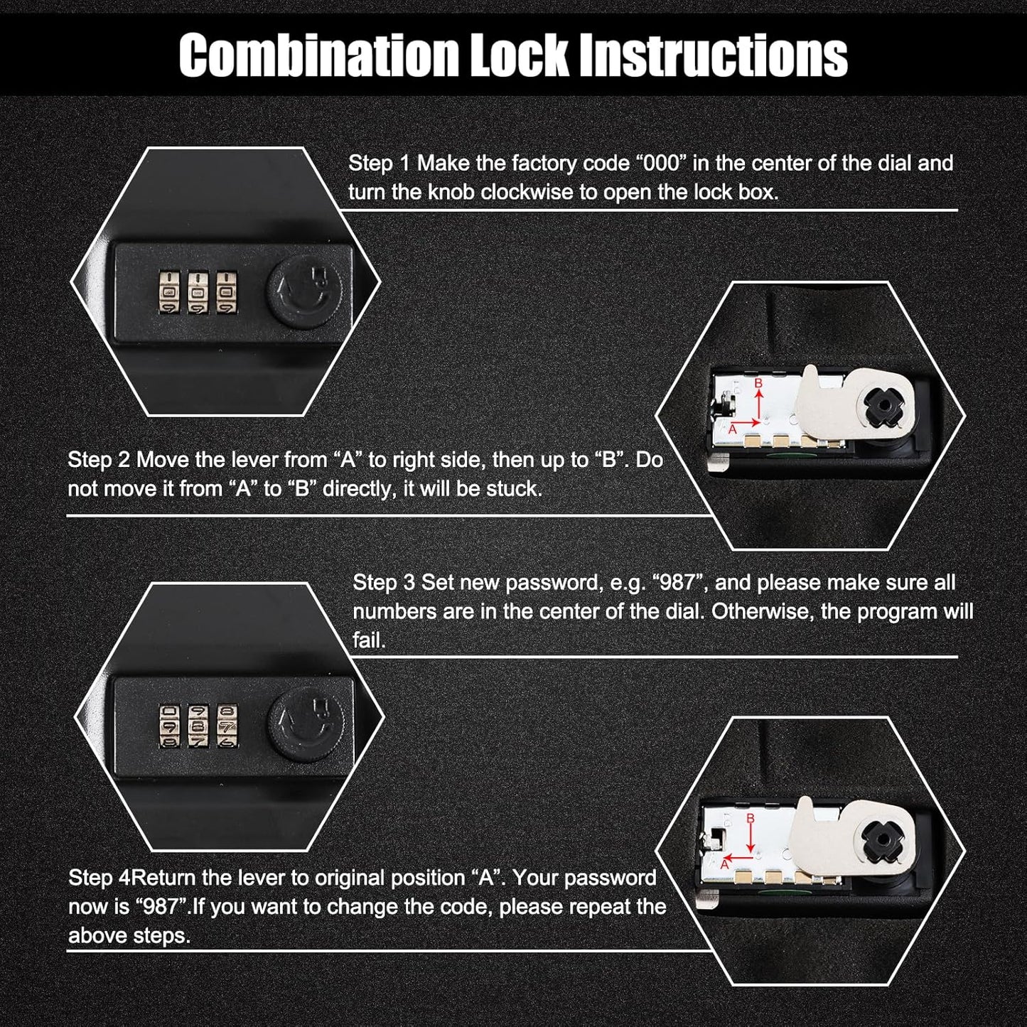 Dalmbox Gun Safe for Pistols Small Handgun Lock Box with Combination Lock Portable Travel Pistol Safe for Car, Home, Travel