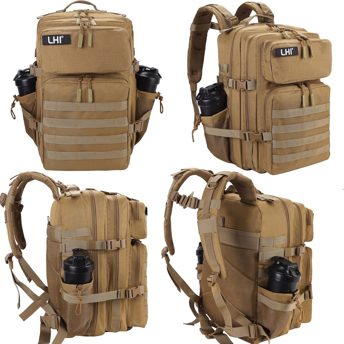 LHI Military Tactical Backpack for Men and Women 45L Army 3 Days Assault Pack Bag Large Rucksack with Molle System