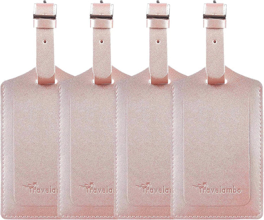 Travelambo Luggage Tags for Suitcases PU Leather Travel Tags Bag Tags Privacy Protection Travel Essentials