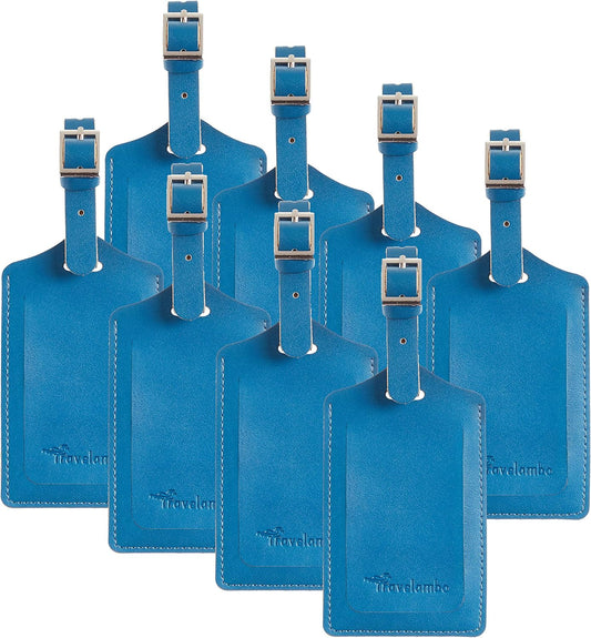 8 Pack Leather Luggage Travel Bag Tags by Travelambo
