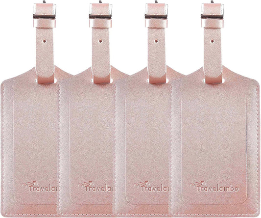 Travelambo Luggage Tags for Suitcases PU Leather Travel Tags Bag Tags Privacy Protection Travel Essentials