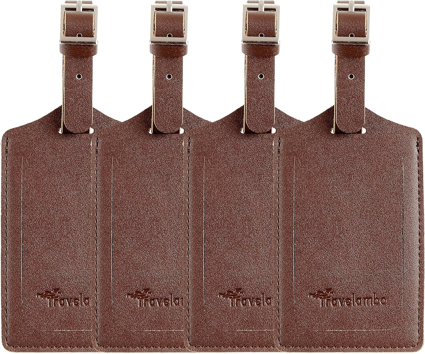 Travelambo Luggage Tags for Suitcases PU Leather Travel Tags Bag Tags Privacy Protection Travel Essentials