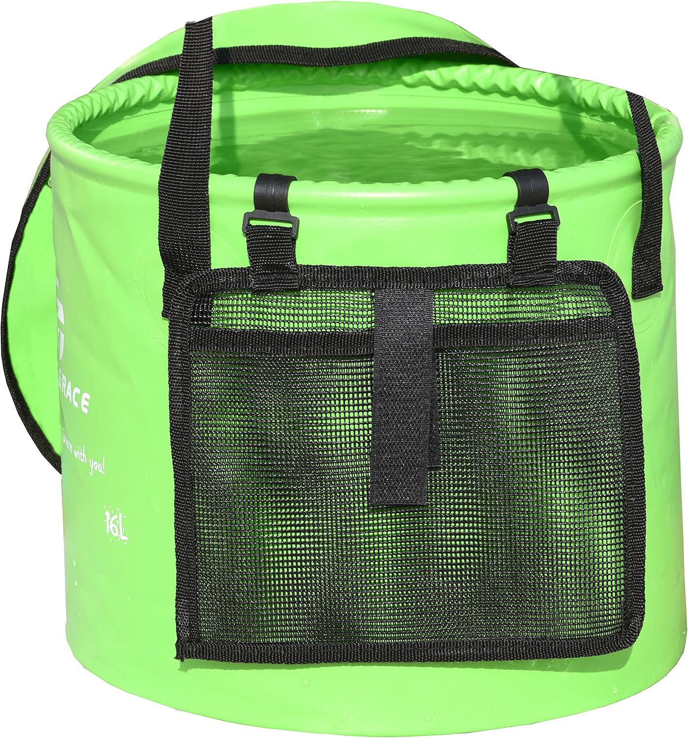 Premium Collapsible Bucket by Freegrace - Compact Portable Folding Water Container - Lightweight & Durable - Includes Handy Tool Mesh Pocket