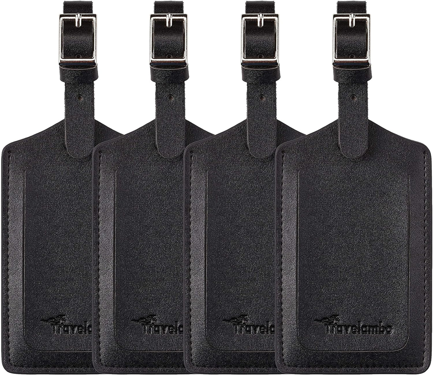 Travelambo Luggage Tags for Suitcases PU Leather Travel Tags Bag Tags Privacy Protection Travel Essentials