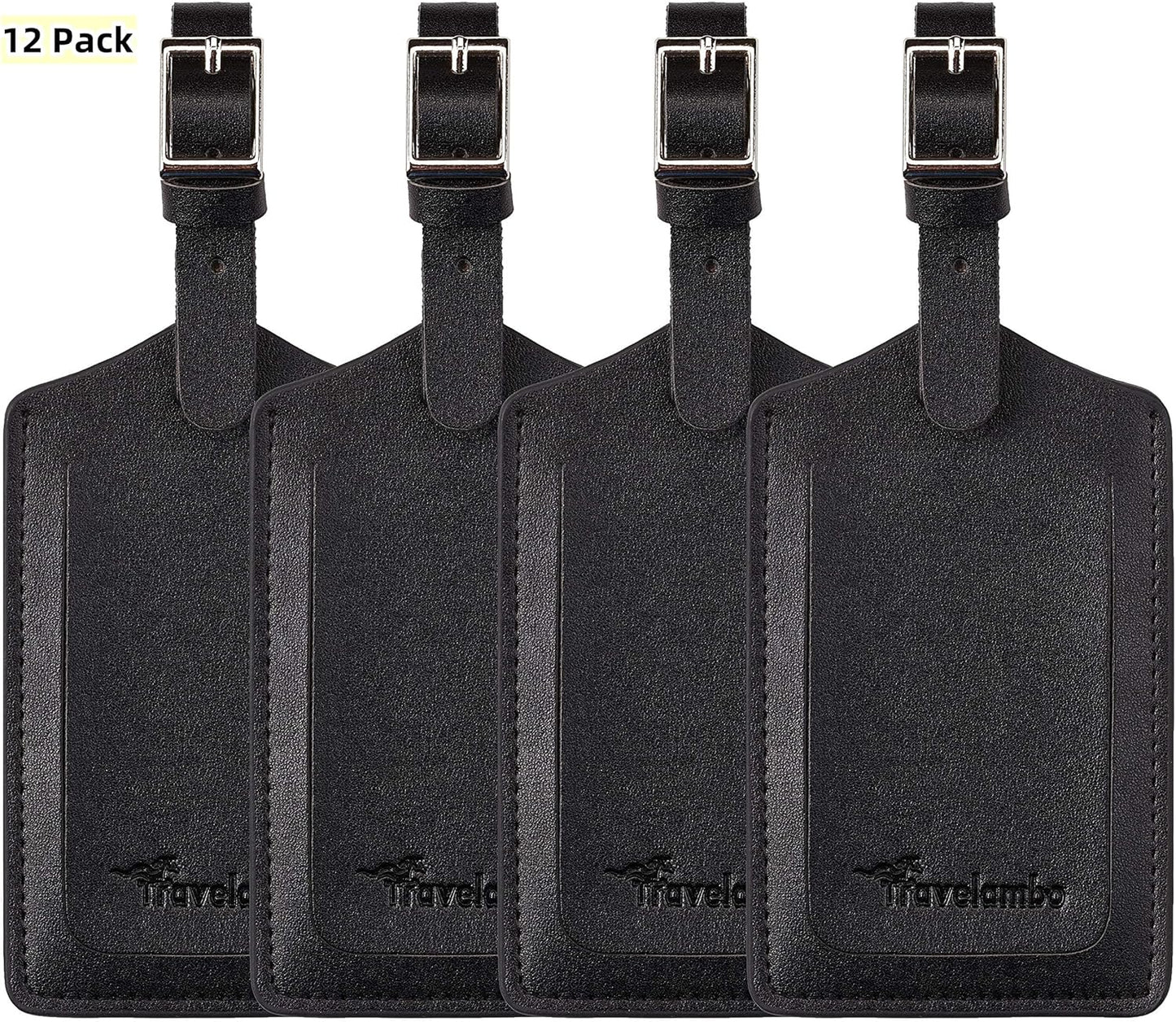 Travelambo Luggage Tags for Suitcases PU Leather Travel Tags Bag Tags Privacy Protection Travel Essentials